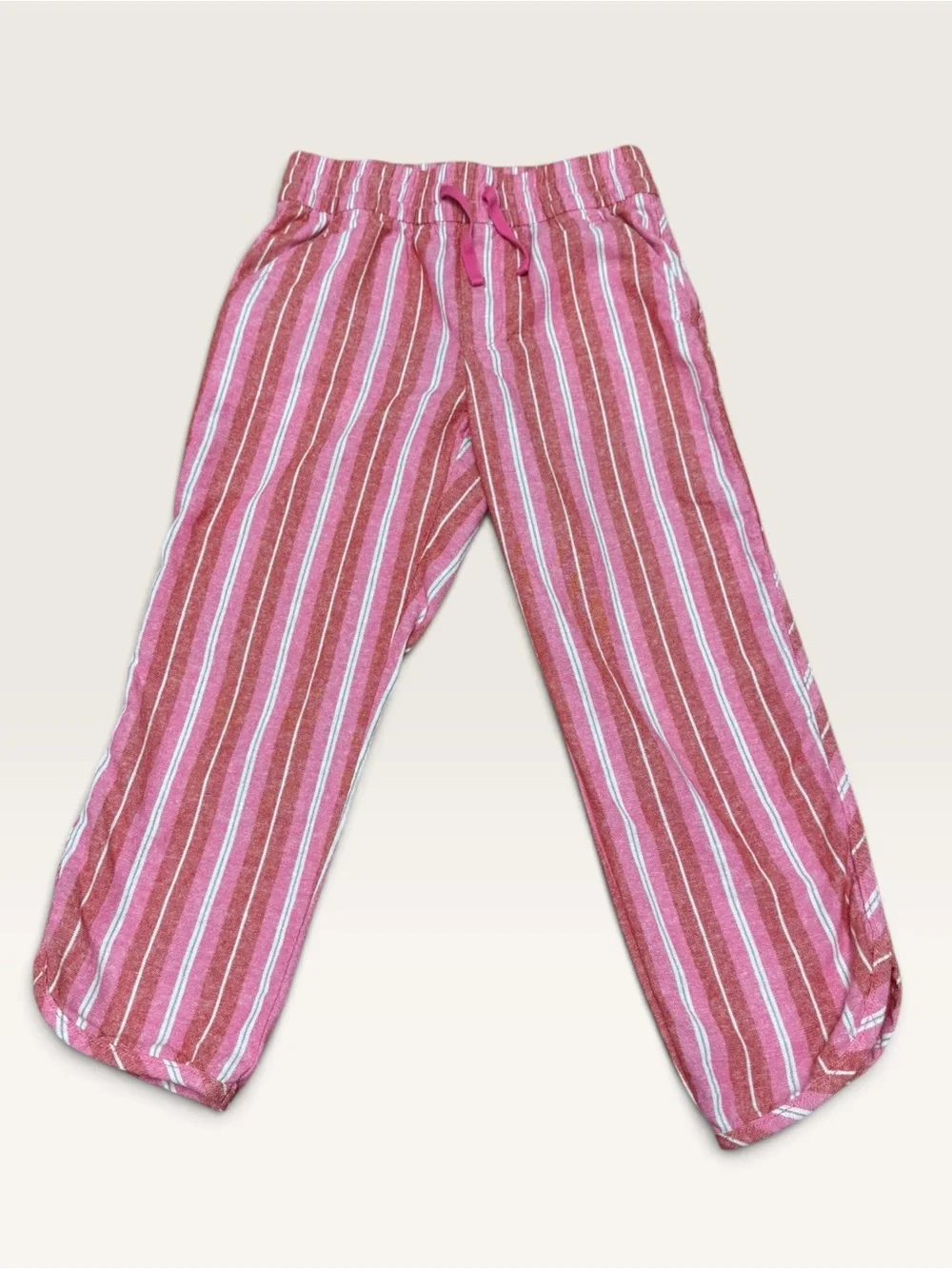 Gap Kids Pink & White Striped Woven Pull-On Pants Size Medium